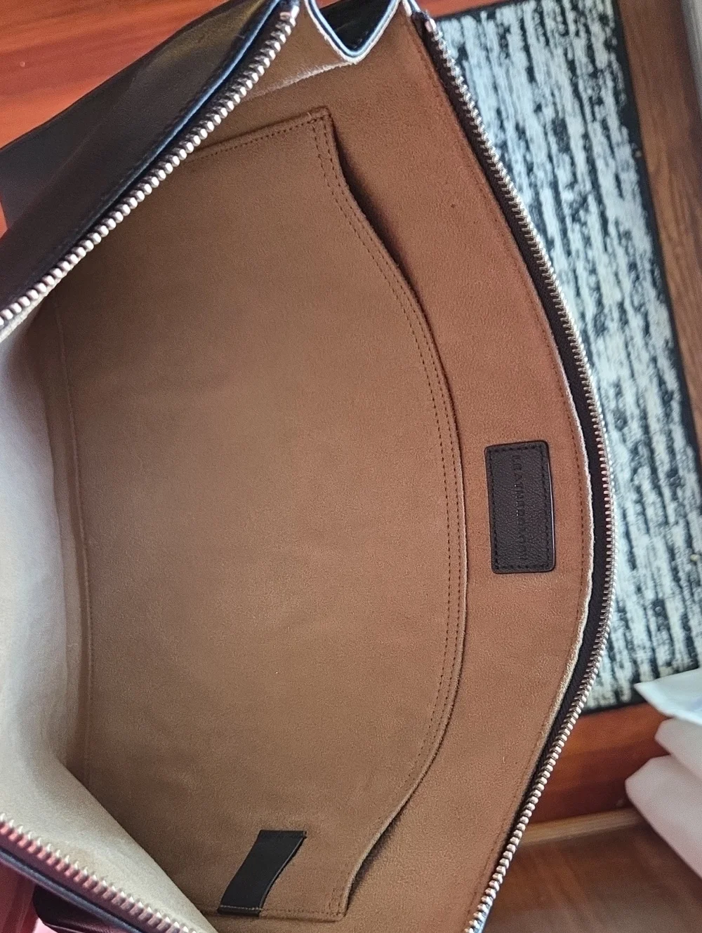 Black Leather Laptop Portfolio with Embossed Logo